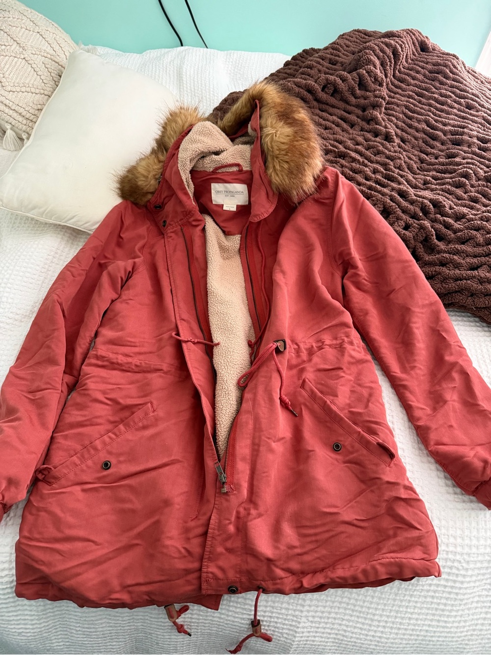 Women’s Obey Parka Coat with Faux-Fur Hood